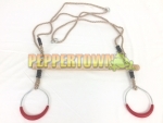 Woodpecker Wooden Trapeze with Metal Rings on BROWN Rope