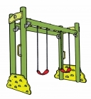 Monkey Bar Double Swing Frame with Climbing Walls